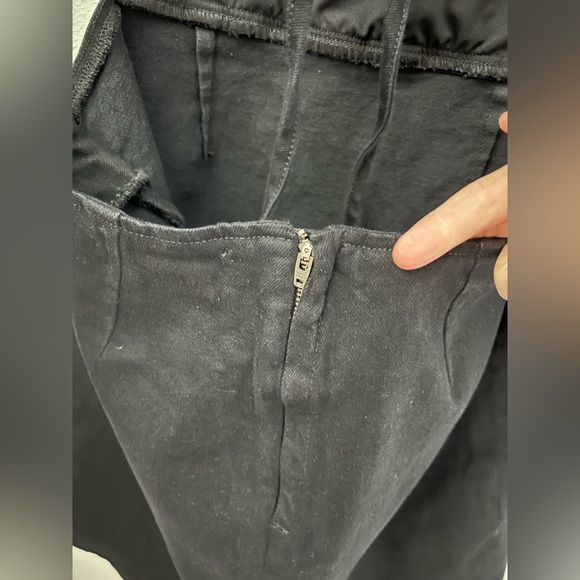 Reformation Kate Tie Back Denim Mini Dress in Black Size 12 - Picture 7 of 10